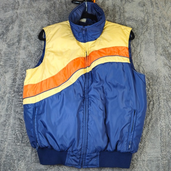 Vintage 70’s- Skitique - Blue and Yellow puffer vest - ski wear- - Picture 1 of 5